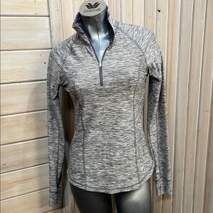 Old Navy Gray Fitted Zippered Polo Top